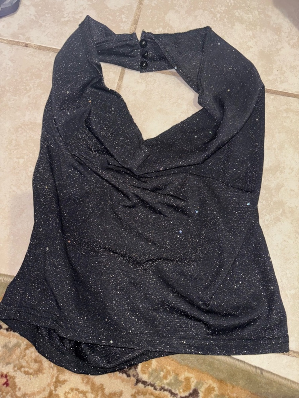 SHEIN Black Sparkle Halter Top